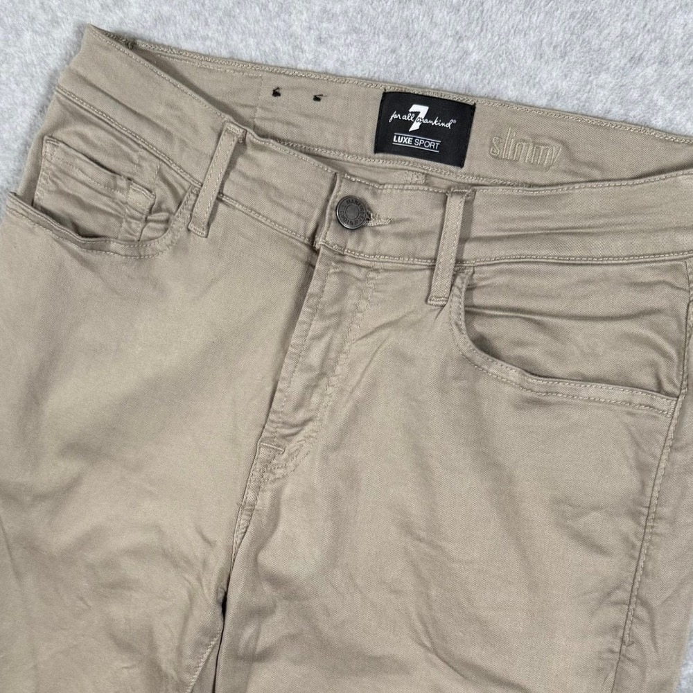 7 For All Mankind Mens 33 Slimmy Luxe Sport Khaki Tan Slim Fit Pants Fits 33x34